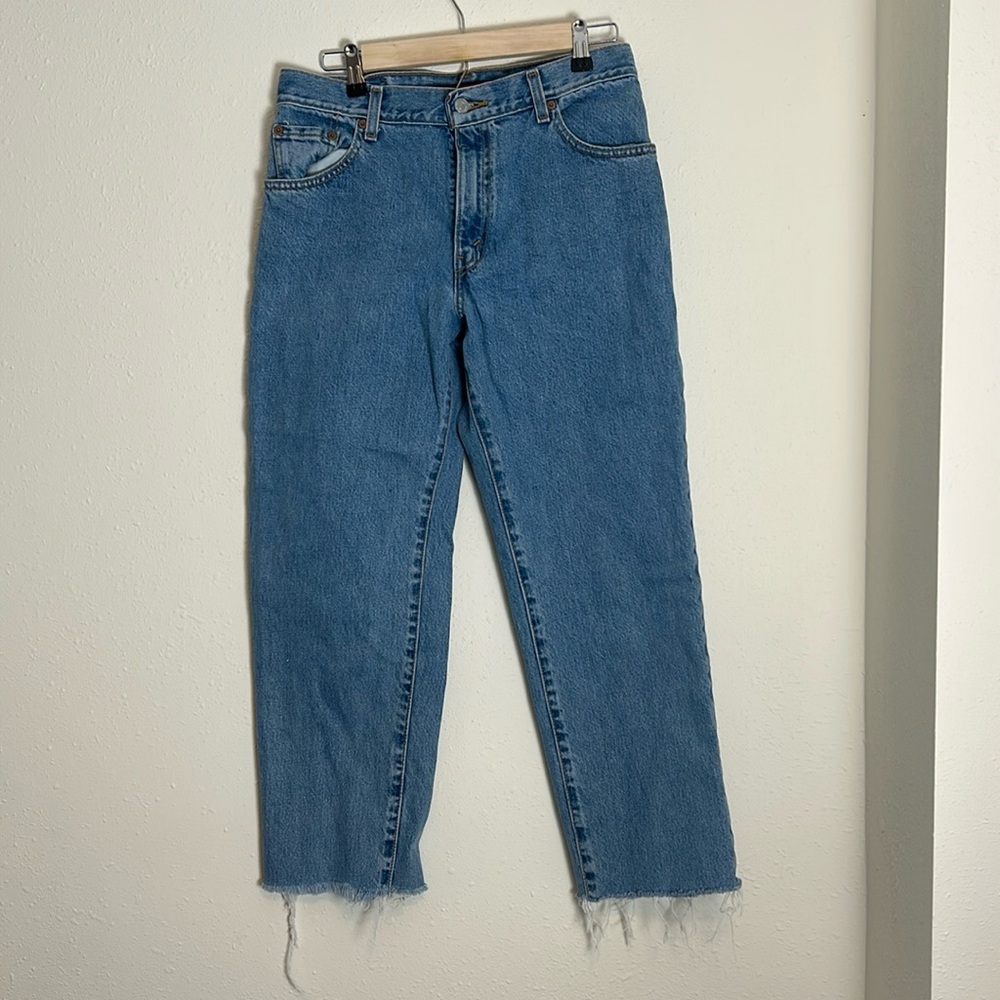 Vintage‎ Levi's 550 Retro Denim Jeans Tapered Cut Off Light Wash Denim